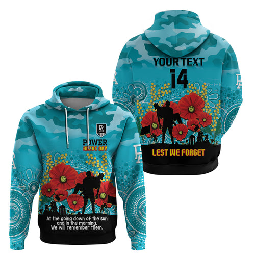 Custom Port Adelaide Football ANZAC Hoodie Gallipoli Camouflage With Poppies
