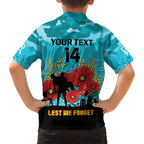 Custom Port Adelaide Football ANZAC Kid Hawaiian Shirt Gallipoli Camouflage With Poppies