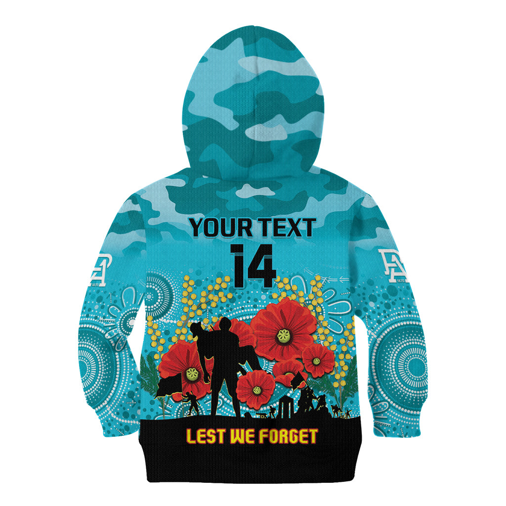 Custom Port Adelaide Football ANZAC Kid Hoodie Gallipoli Camouflage With Poppies
