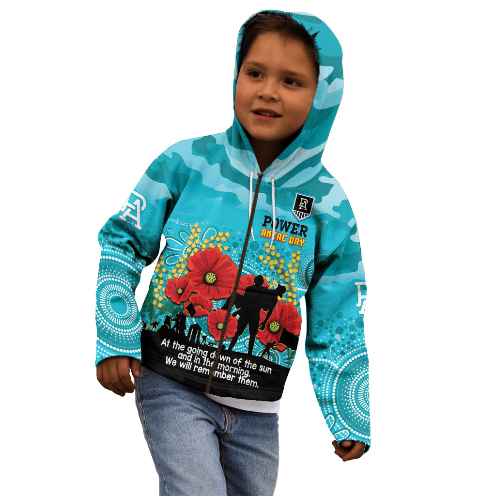 Custom Port Adelaide Football ANZAC Kid Hoodie Gallipoli Camouflage With Poppies