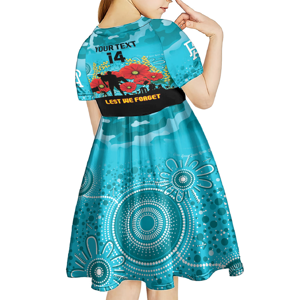 Custom Port Adelaide Football ANZAC Kid Short Sleeve Dress Gallipoli Camouflage With Poppies