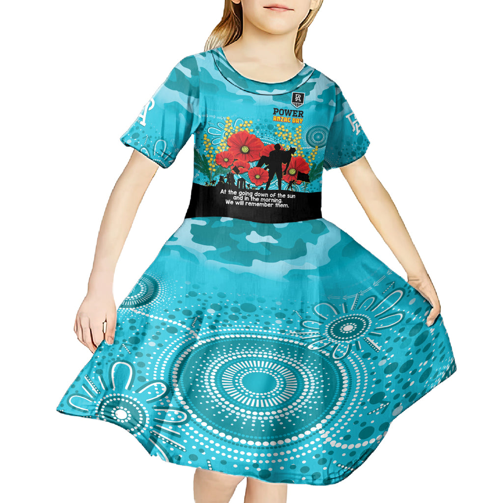 Custom Port Adelaide Football ANZAC Kid Short Sleeve Dress Gallipoli Camouflage With Poppies