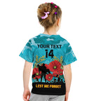 Custom Port Adelaide Football ANZAC Kid T Shirt Gallipoli Camouflage With Poppies