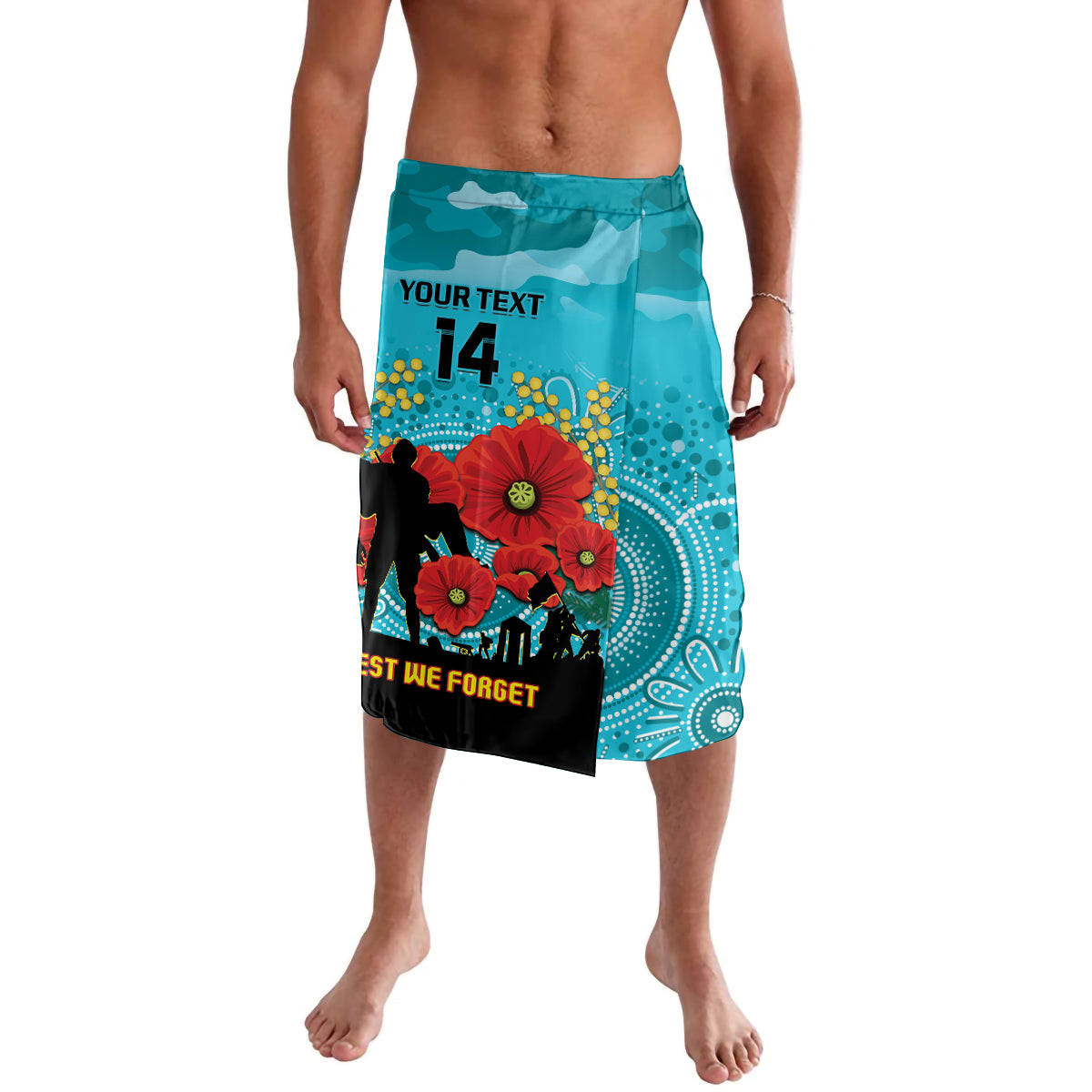 Custom Port Adelaide Football ANZAC Lavalava Gallipoli Camouflage With Poppies