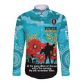 Custom Port Adelaide Football ANZAC Long Sleeve Button Shirt Gallipoli Camouflage With Poppies