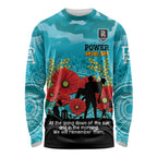 Custom Port Adelaide Football ANZAC Long Sleeve Shirt Gallipoli Camouflage With Poppies