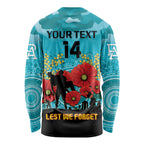 Custom Port Adelaide Football ANZAC Long Sleeve Shirt Gallipoli Camouflage With Poppies