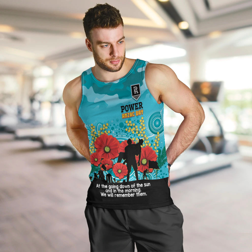 Custom Port Adelaide Football ANZAC Men Tank Top Gallipoli Camouflage With Poppies