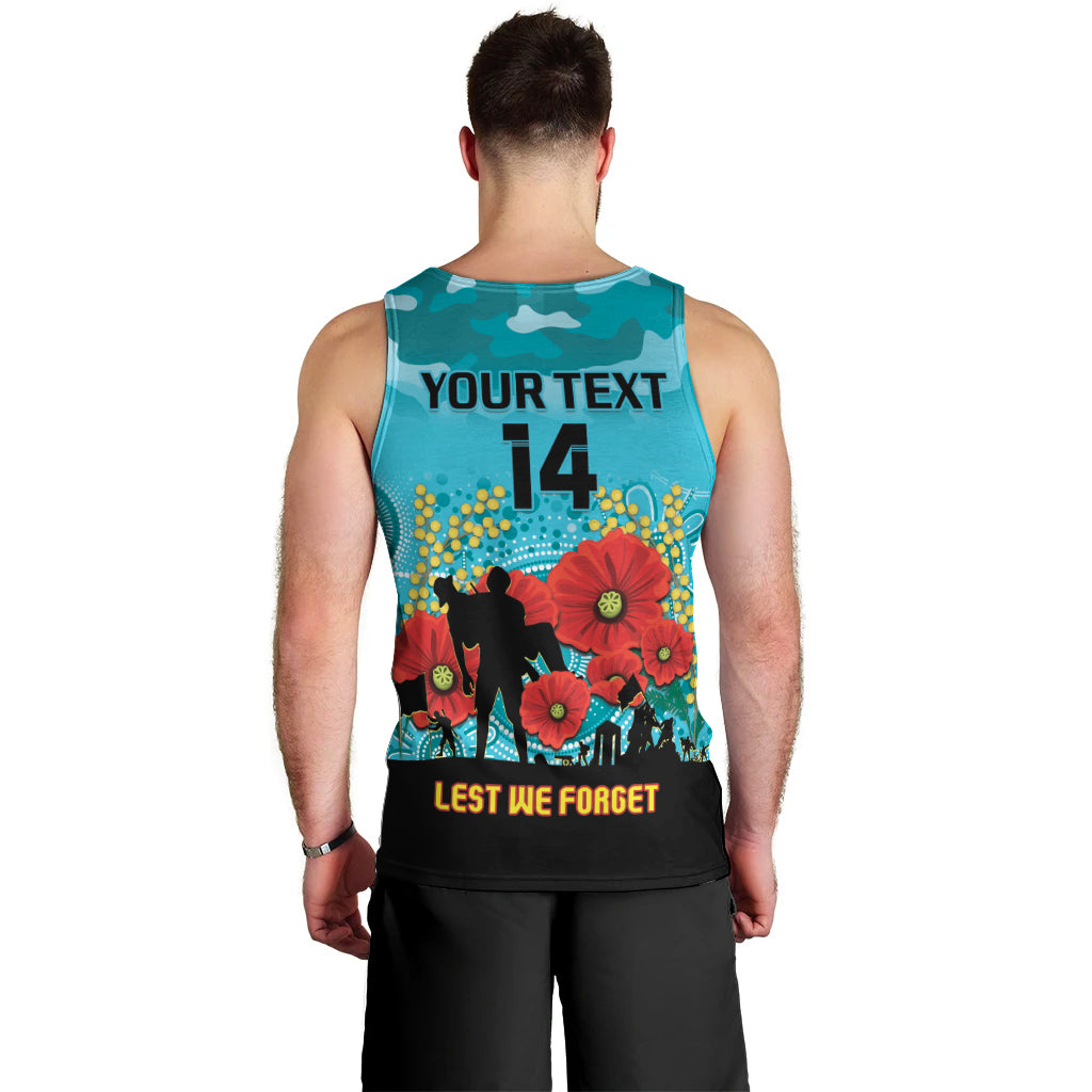 Custom Port Adelaide Football ANZAC Men Tank Top Gallipoli Camouflage With Poppies
