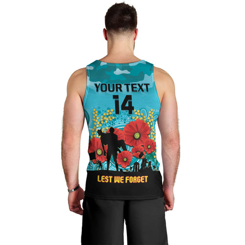 Custom Port Adelaide Football ANZAC Men Tank Top Gallipoli Camouflage With Poppies