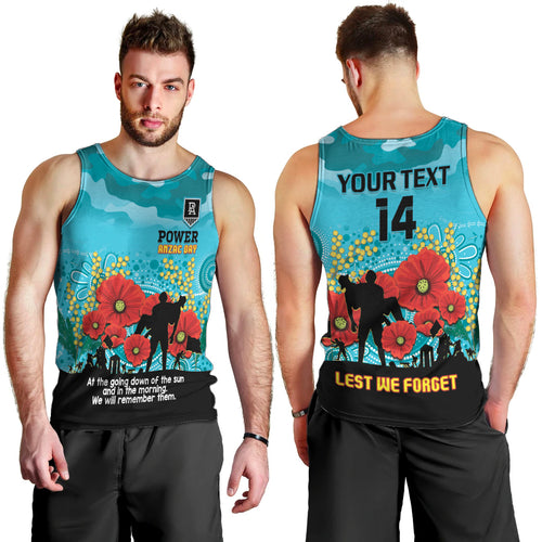 Custom Port Adelaide Football ANZAC Men Tank Top Gallipoli Camouflage With Poppies