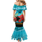 Custom Port Adelaide Football ANZAC Mermaid Dress Gallipoli Camouflage With Poppies