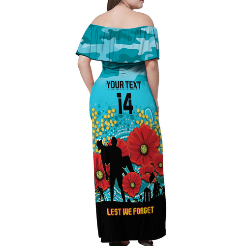 Custom Port Adelaide Football ANZAC Off Shoulder Maxi Dress Gallipoli Camouflage With Poppies