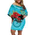 Custom Port Adelaide Football ANZAC Off Shoulder Short Dress Gallipoli Camouflage With Poppies