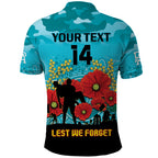 Custom Port Adelaide Football ANZAC Polo Shirt Gallipoli Camouflage With Poppies