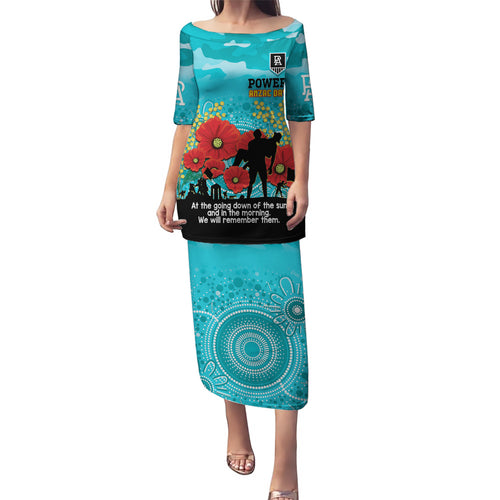 Custom Port Adelaide Football ANZAC Puletasi Gallipoli Camouflage With Poppies