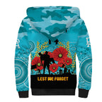 Custom Port Adelaide Football ANZAC Sherpa Hoodie Gallipoli Camouflage With Poppies