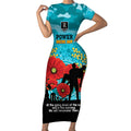 Custom Port Adelaide Football ANZAC Short Sleeve Bodycon Dress Gallipoli Camouflage With Poppies
