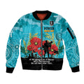 Custom Port Adelaide Football ANZAC Sleeve Zip Bomber Jacket Gallipoli Camouflage With Poppies