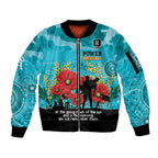 Custom Port Adelaide Football ANZAC Sleeve Zip Bomber Jacket Gallipoli Camouflage With Poppies