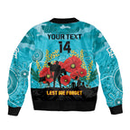Custom Port Adelaide Football ANZAC Sleeve Zip Bomber Jacket Gallipoli Camouflage With Poppies