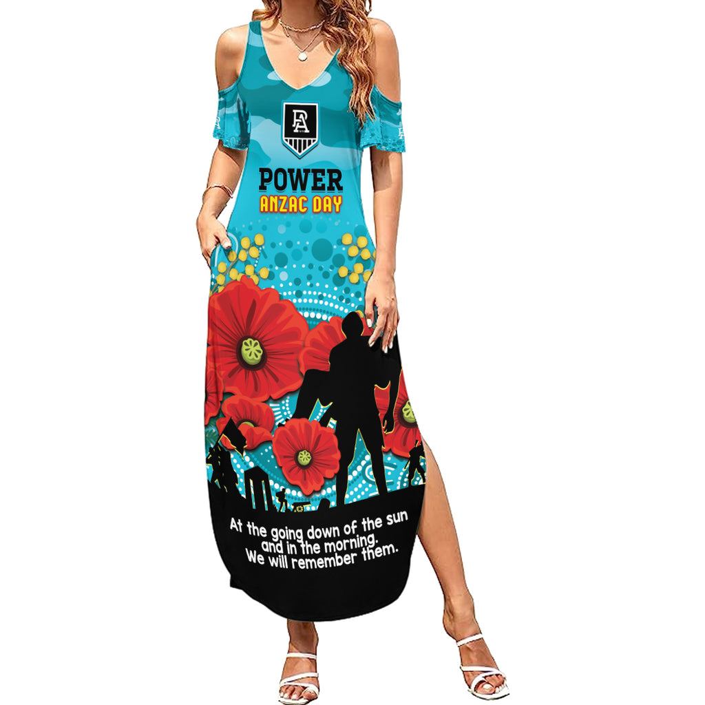 Custom Port Adelaide Football ANZAC Summer Maxi Dress Gallipoli Camouflage With Poppies