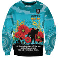 Custom Port Adelaide Football ANZAC Sweatshirt Gallipoli Camouflage With Poppies