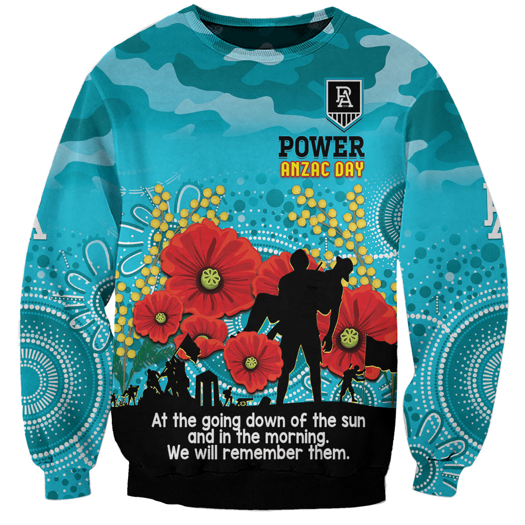 Custom Port Adelaide Football ANZAC Sweatshirt Gallipoli Camouflage With Poppies