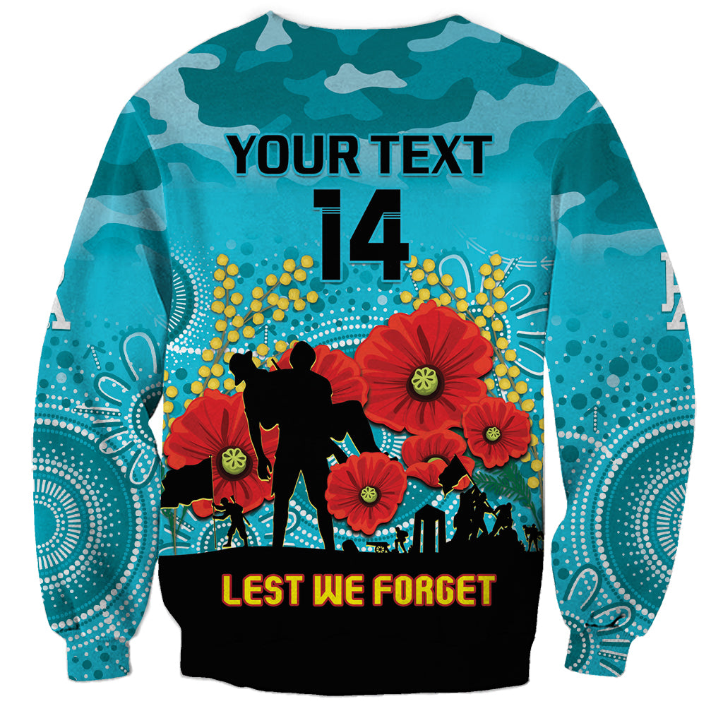 Custom Port Adelaide Football ANZAC Sweatshirt Gallipoli Camouflage With Poppies