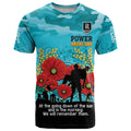 Custom Port Adelaide Football ANZAC T Shirt Gallipoli Camouflage With Poppies