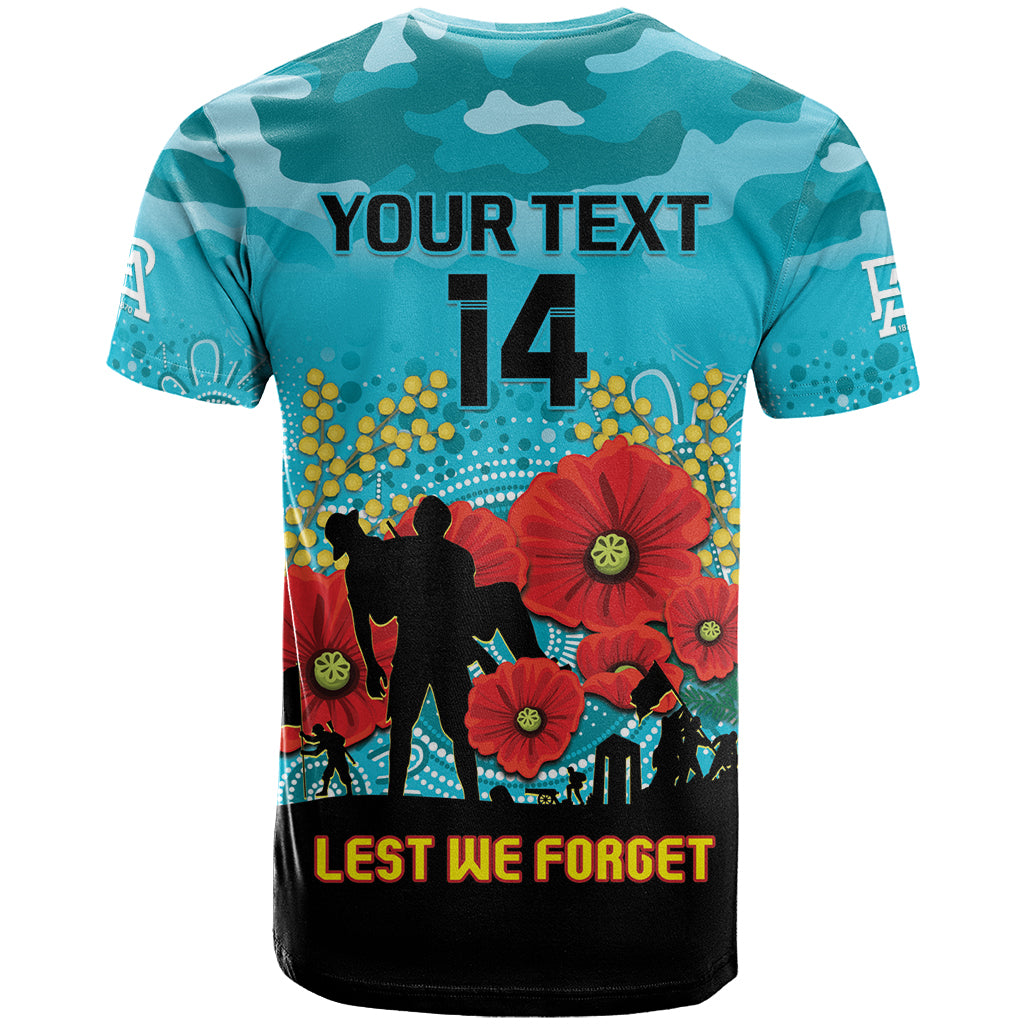 Custom Port Adelaide Football ANZAC T Shirt Gallipoli Camouflage With Poppies