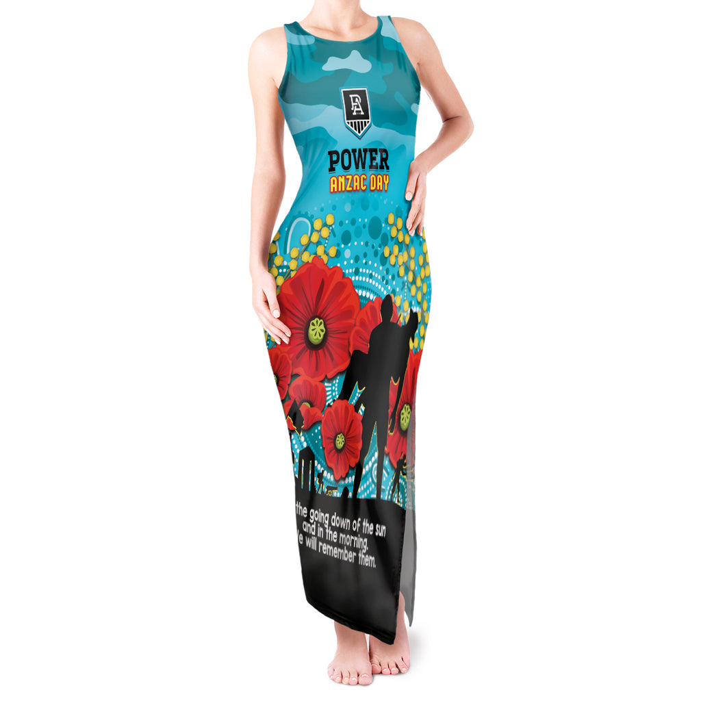 Custom Port Adelaide Football ANZAC Tank Maxi Dress Gallipoli Camouflage With Poppies