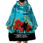 Custom Port Adelaide Football ANZAC Wearable Blanket Hoodie Gallipoli Camouflage With Poppies