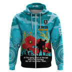 Custom Port Adelaide Football ANZAC Zip Hoodie Gallipoli Camouflage With Poppies