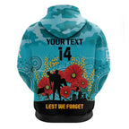 Custom Port Adelaide Football ANZAC Zip Hoodie Gallipoli Camouflage With Poppies
