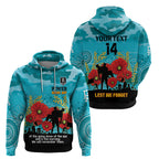 Custom Port Adelaide Football ANZAC Zip Hoodie Gallipoli Camouflage With Poppies