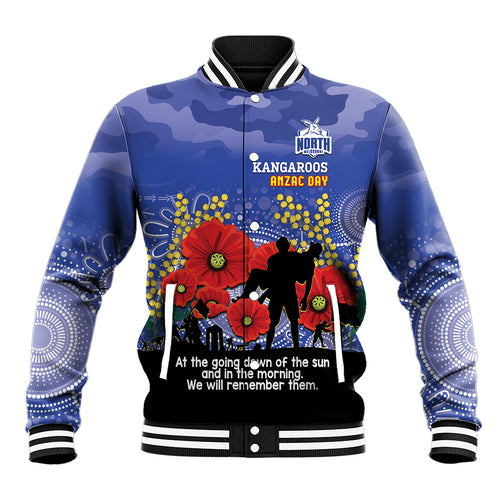 Custom Kangaroos Football ANZAC Baseball Jacket Gallipoli Camouflage With Poppies
