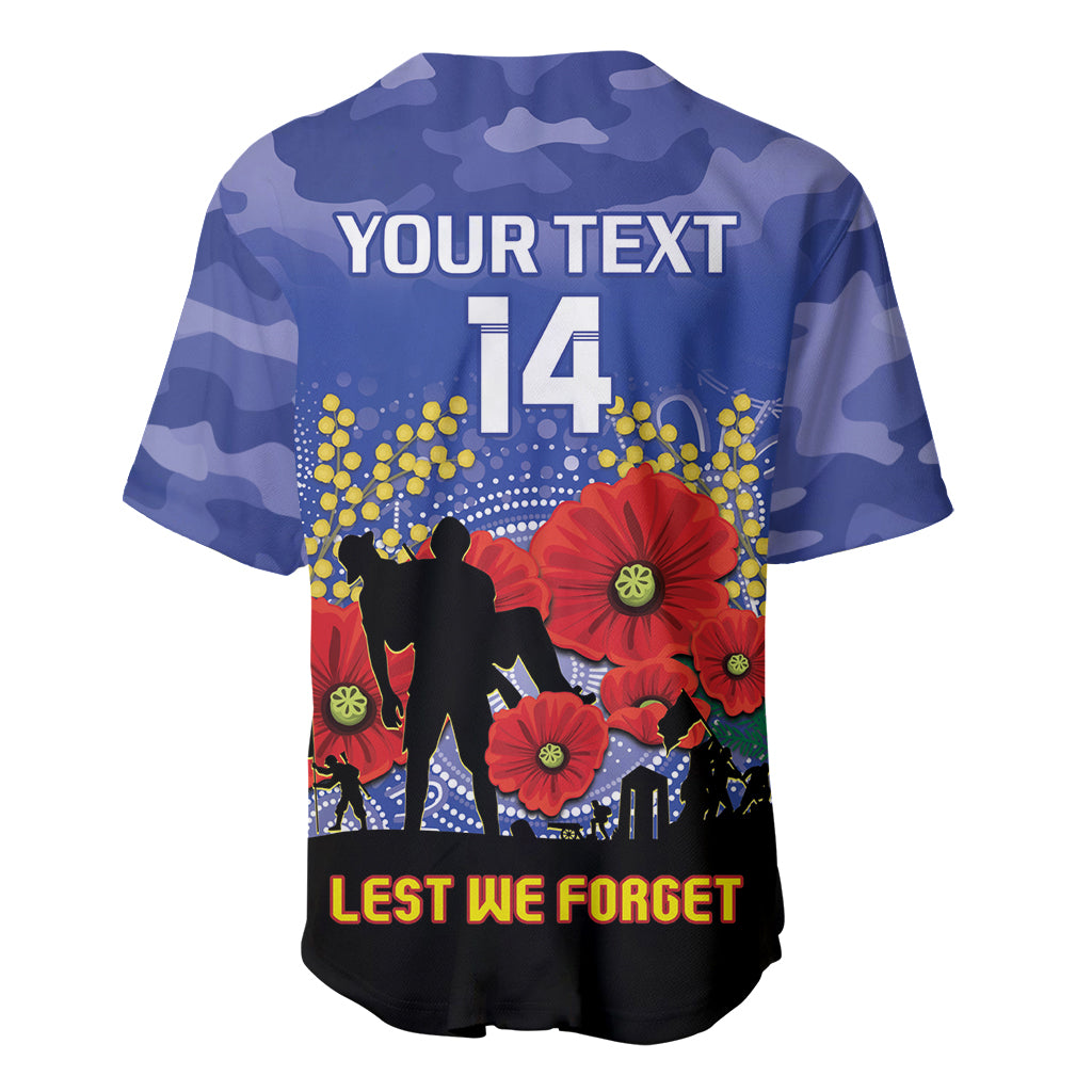 Custom Kangaroos Football ANZAC Baseball Jersey Gallipoli Camouflage With Poppies