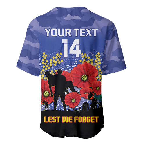 Custom Kangaroos Football ANZAC Baseball Jersey Gallipoli Camouflage With Poppies