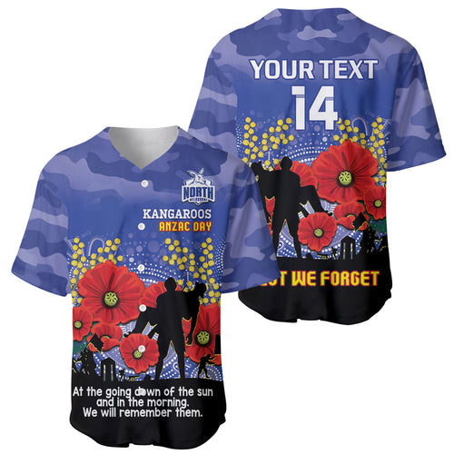 Custom Kangaroos Football ANZAC Baseball Jersey Gallipoli Camouflage With Poppies