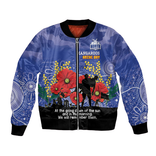 Custom Kangaroos Football ANZAC Bomber Jacket Gallipoli Camouflage With Poppies