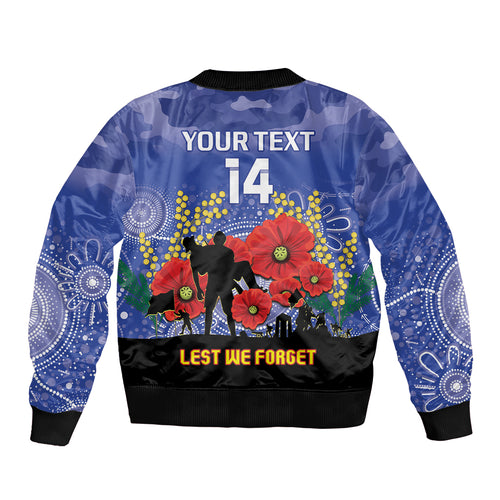 Custom Kangaroos Football ANZAC Bomber Jacket Gallipoli Camouflage With Poppies