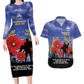 Custom Kangaroos Football ANZAC Couples Matching Long Sleeve Bodycon Dress and Hawaiian Shirt Gallipoli Camouflage With Poppies