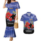 Custom Kangaroos Football ANZAC Couples Matching Mermaid Dress and Hawaiian Shirt Gallipoli Camouflage With Poppies