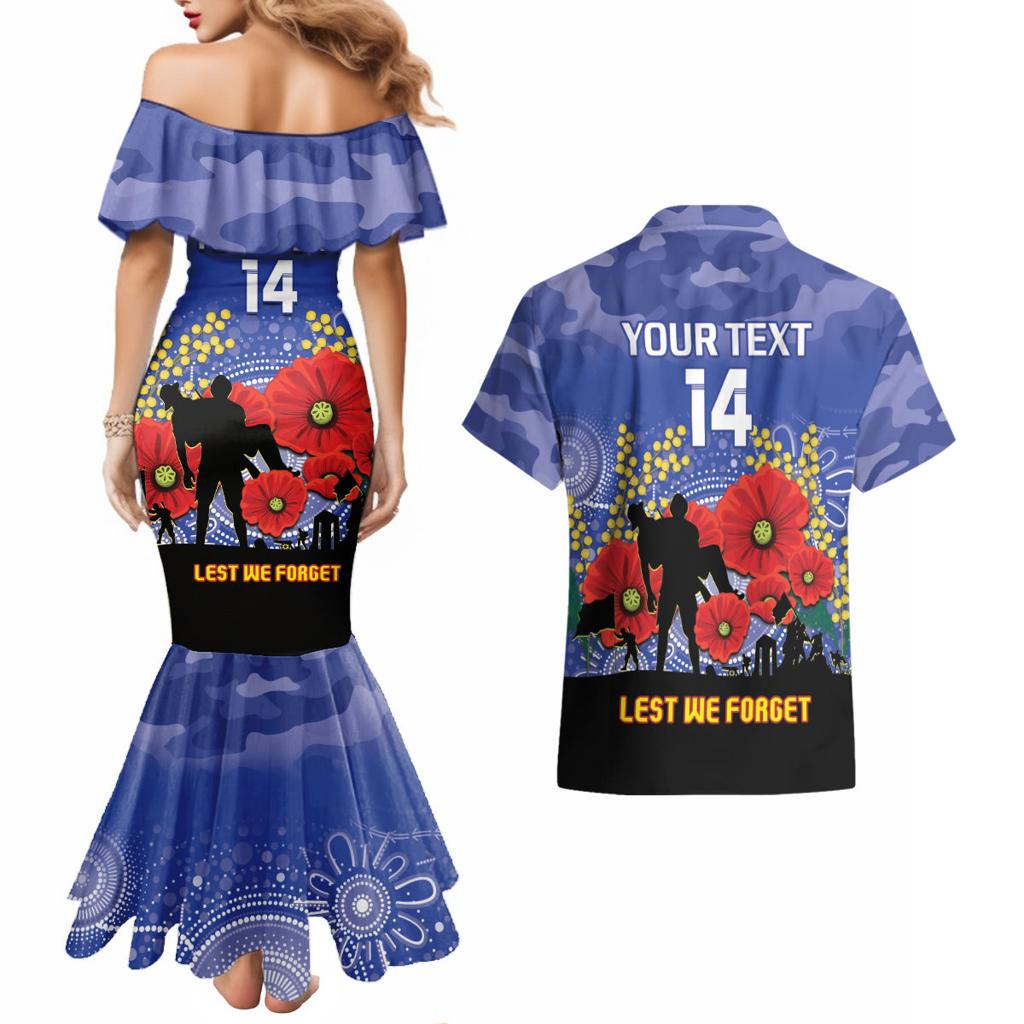 Custom Kangaroos Football ANZAC Couples Matching Mermaid Dress and Hawaiian Shirt Gallipoli Camouflage With Poppies
