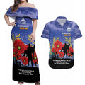 Custom Kangaroos Football ANZAC Couples Matching Off Shoulder Maxi Dress and Hawaiian Shirt Gallipoli Camouflage With Poppies