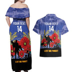 Custom Kangaroos Football ANZAC Couples Matching Off Shoulder Maxi Dress and Hawaiian Shirt Gallipoli Camouflage With Poppies