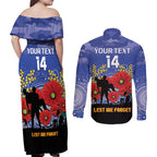 Custom Kangaroos Football ANZAC Couples Matching Off Shoulder Maxi Dress and Long Sleeve Button Shirt Gallipoli Camouflage With Poppies