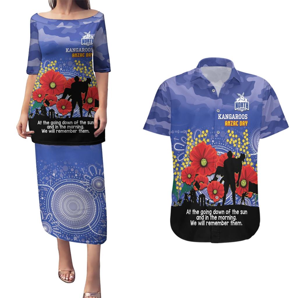 Custom Kangaroos Football ANZAC Couples Matching Puletasi and Hawaiian Shirt Gallipoli Camouflage With Poppies
