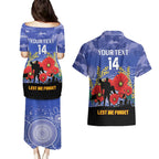 Custom Kangaroos Football ANZAC Couples Matching Puletasi and Hawaiian Shirt Gallipoli Camouflage With Poppies